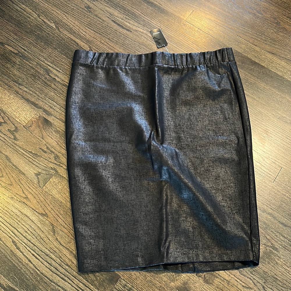 Torrid Pencil Skirt Black Coated Ponte Knit Faux Leather Textured 3 3X NEW NWT